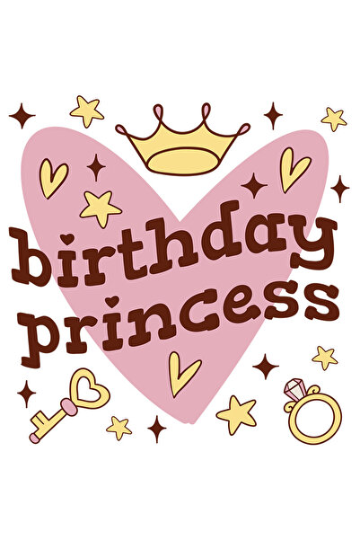 StoryGift Romania Sticker Autocolant 70CM Cu Text In Engleza Birthday Princess, Multicolor, Coroana De Printesa,