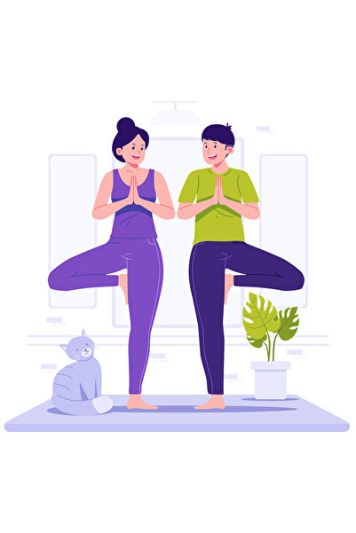 StoryGift Romania Sticker Autocolant 70CM Cu Yoga, Pisica, Iubitori De Sport, Saltea, cu Margini Albe, PVC Viny