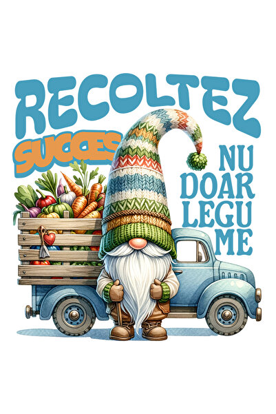 StoryGift Romania Sticker Eticheta 50CM Adeziv Pitic Cu Barba Si Caciula Recoltez succes, nu doar legume cu Marg