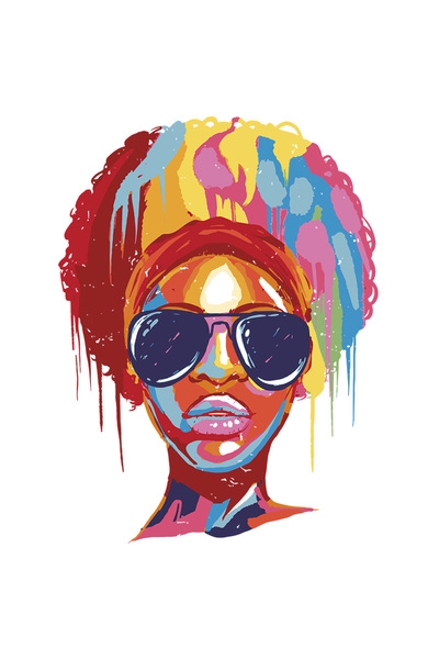 StoryGift Romania Sticker Personalizata Fata Afro Cu Ochelari, Arta Abstracta...