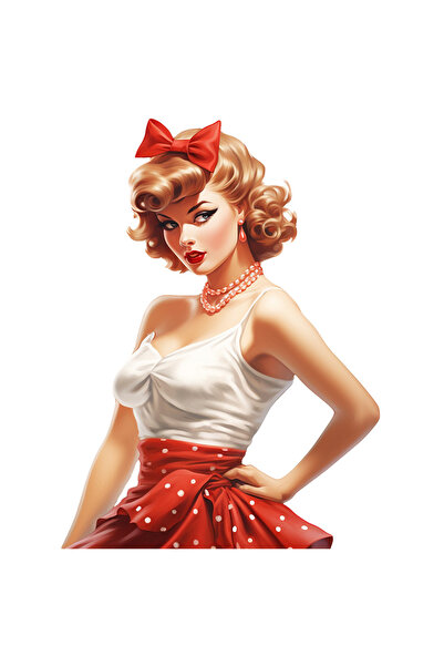 StoryGift Romania Sticker Eticheta 50CM cu o femeie frumoasa blonda, ilustrat...