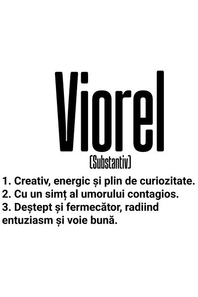 StoryGift Romania Sticker Eticheta 40CM Cu Numele Viorel, Cu Mesaj Motivational, Creativ, Energic, Curios, Deste