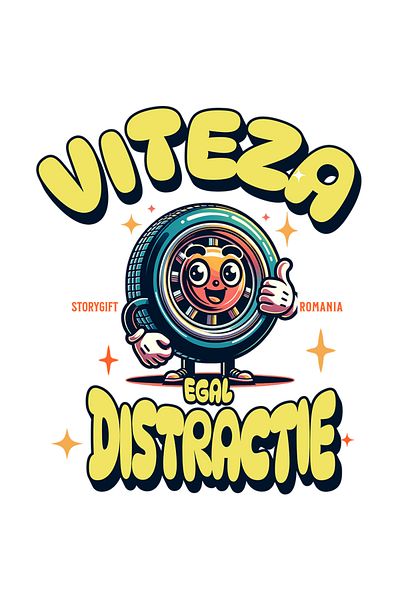 StoryGift Romania Sticker Eticheta 50CM Adeziv viteza egal distractie roata zambitoare masina, iubitorii de adre