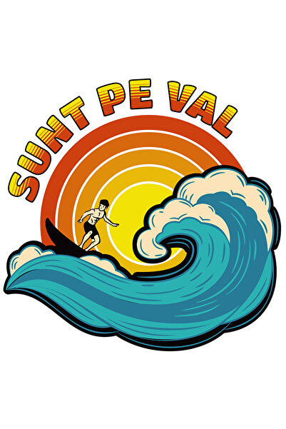 StoryGift Romania Sticker Adeziv 90CM Adeziv sunt pe val om pe placa de surf, val inalt sport cu Margini Albe, P