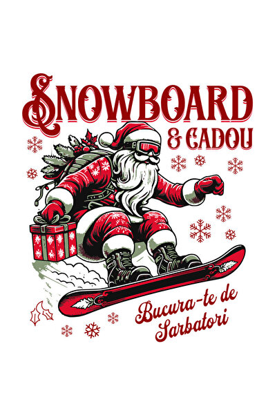 StoryGift Romania Sticker Autocolant 70CM cu Mos Craciun Pe snowboard Cu cado...
