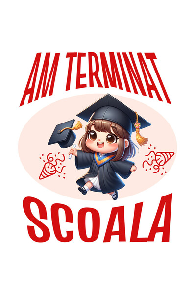 StoryGift Romania Sticker Cu Fata Cu Breton Tinuta Absolvire Scoala Facultate Fericire Text Am Terminat Scoa