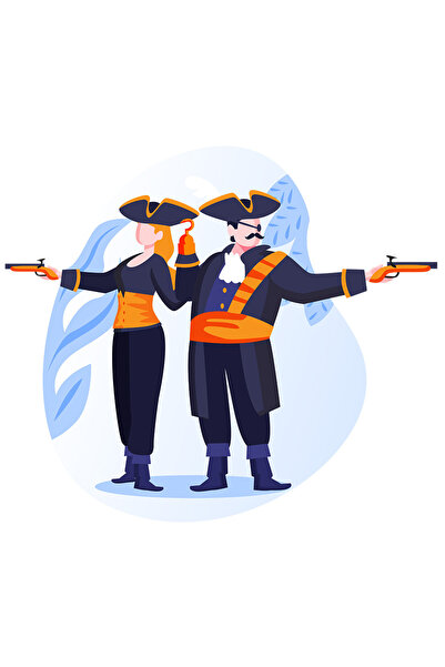 StoryGift Romania Sticker Eticheta 50CM Cu Pirati, Carlig, Pistoale, Petic Pe Ochi, cu Margini Albe, PVC Vinyl 50 cm