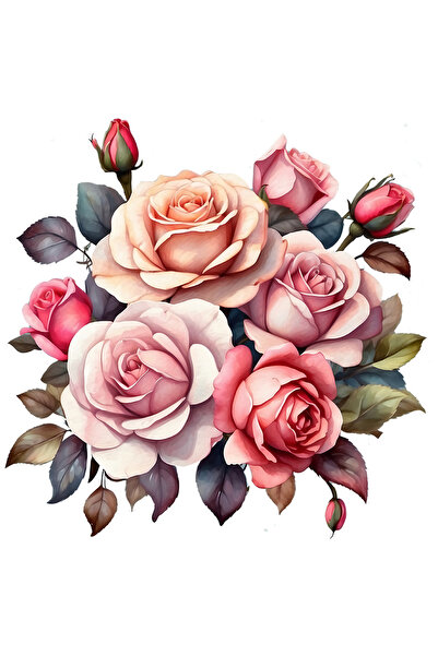 StoryGift Romania Sticker Cu Multi Trandafiri, Ilustratie, Cadou, Pentru Iubita, Sotie, Gradina, Natura, Ges