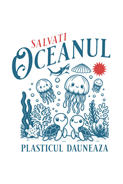 StoryGift Romania Sticker Eticheta 50CM Adeziv salvati oceanul plasticul daun...