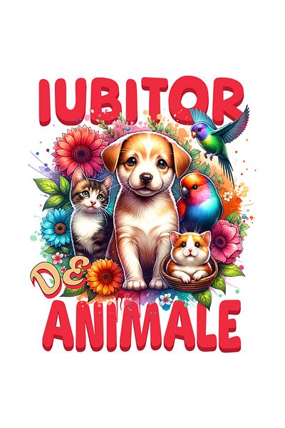 StoryGift Romania Sticker Adeziv 90CM Adeziv Animale Familie, Caine Papagal, Pisica, Text Iubitor de Animale cu