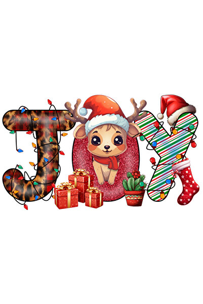 StoryGift Romania Sticker Autocolant 70CM cu un ren micut cu mesajul "Joy", C...