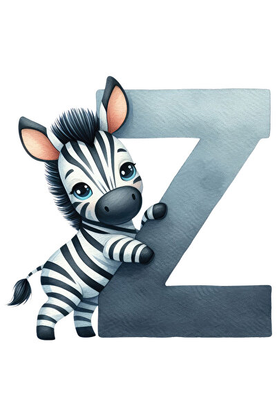 StoryGift Romania Sticker Autocolant 70CM cu o zebra cu litera "Z", ilustratie, pentru copii, scoala, elev, scri