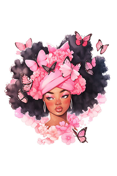 StoryGift Romania Sticker Autocolant 70CM cu o fata de culoare, ilustratie, fluturi, roz, floricele, plante, neg