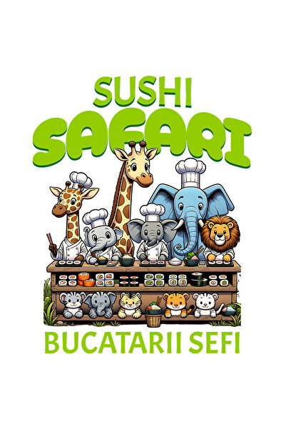 StoryGift Romania Sticker Adeziv 90CM cu Echipa Bucatarii Cheff Aniamle Din Jungla Preparat Sushi Cultura Asiati