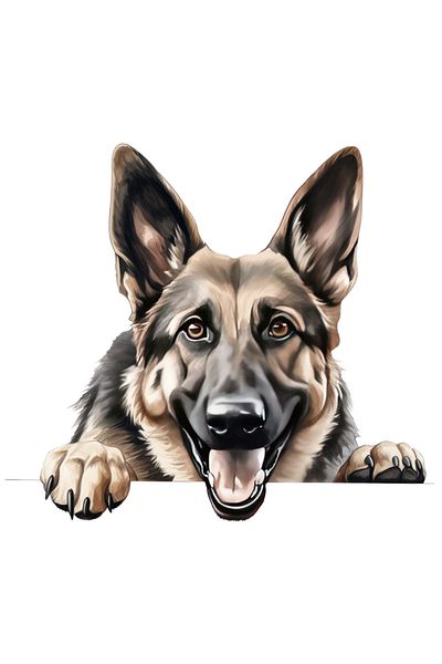 StoryGift Romania Sticker 70CM with a cheerful wolf dog, illustration, playful, energetic, ready for training