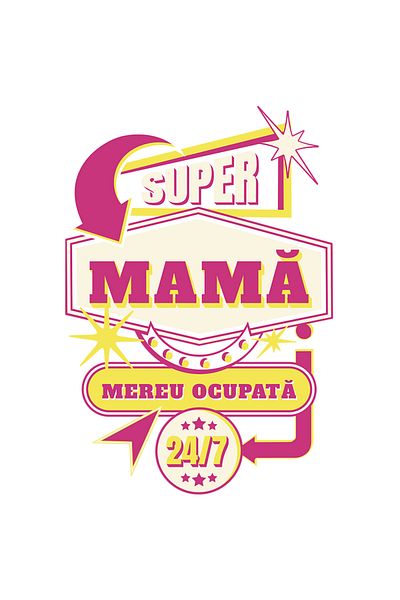 StoryGift Romania Sticker Eticheta 50CM Adeziv super mama mreu ocupata iubire familie ziua mamei cu Margini Albe