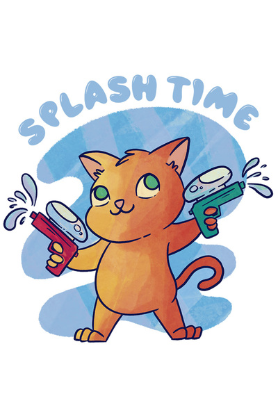 StoryGift Romania Sticker Cu Mesaj In Engleza Splash Time, Pisica, Pistol Cu ...