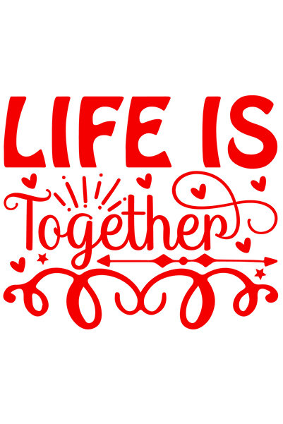 StoryGift Romania Sticker Autocolant 30CM Exterior cu inimioare si textul "Life is together" - viata e "impreuna