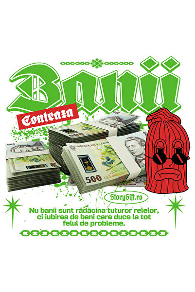 StoryGift Romania Sticker Autocolant 70CM cu Teancuri Bancnote 500 Lei, Cagul...