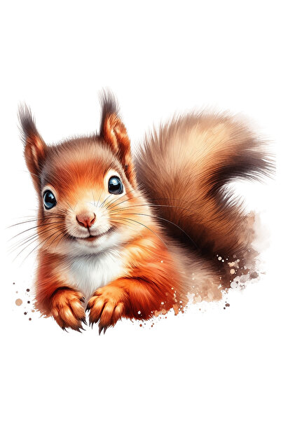 StoryGift Romania Sticker Eticheta 40CM cu o veverita fericita, ilustratie, v...