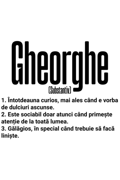 StoryGift Romania Sticker Adeziv 90CM Cu Numele Gheorghe, Cu Mesaj Amuzant, Curios, Sociabil, Galagios cu Margin