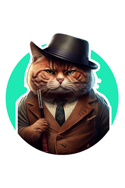 StoryGift Romania Sticker Autocolant 70CM Cu Pisica, Palarie, Baston, Jacheta...