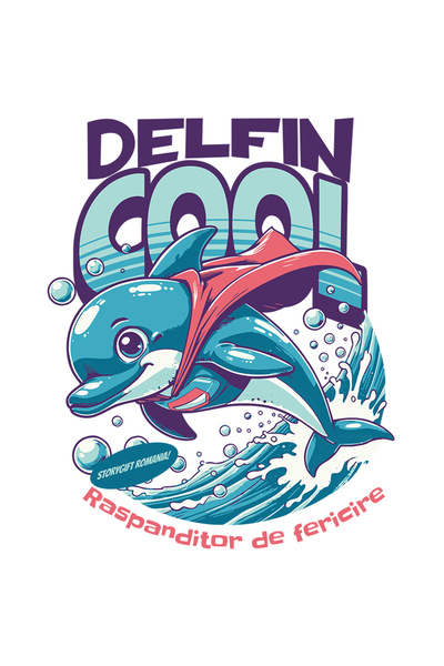 StoryGift Romania Sticker Adeziv 90CM Adeziv Delfin cool, super erou, raspanditor de fericire cu Margini Albe, P