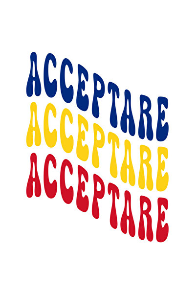 StoryGift Romania Sticker Adeziv 90CM Cuvantul Acceptare, in Culorile Steagul...