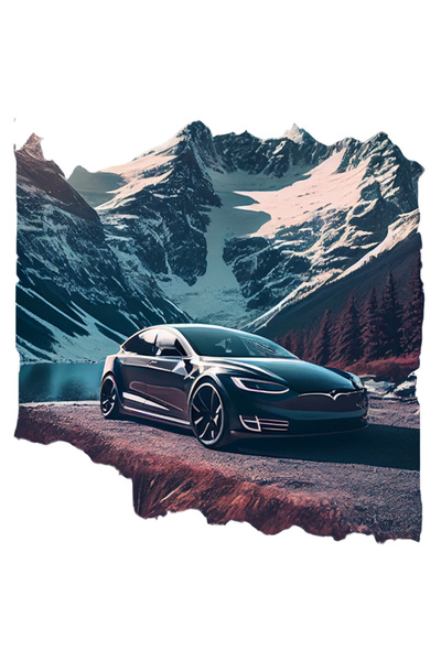 StoryGift Romania Sticker Eticheta 50CM Cu Masina, Lac, Munte, Zapada, Drum, ...