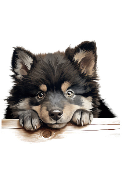 StoryGift Romania Sticker Eticheta 40CM cu un catel Malamut de Alaska, ilustratie, pentru iubitorii de caini, ca