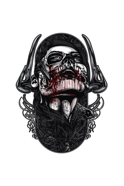 StoryGift Romania Sticker Eticheta 50CM Cu Monstru, Femeie, Craniu, Sange, Margele, cu Margini Albe, PVC Vinyl 50 cm