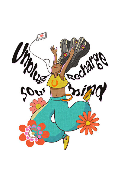 StoryGift Romania Sticker Adeziv 90CM cu mesajul "Unplug soul, recharge mind"...