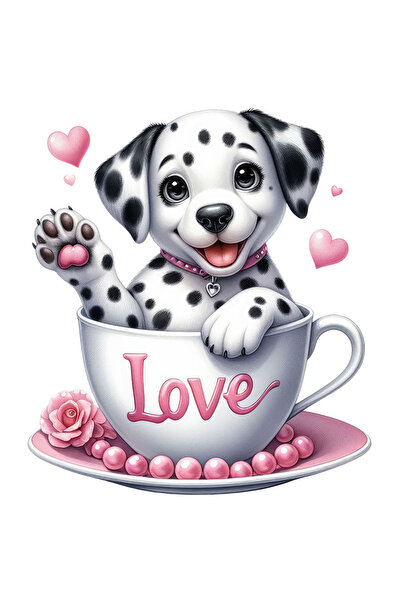 StoryGift Romania Sticker Eticheta 50CM cu un catel Dalmatian fericit, face c...