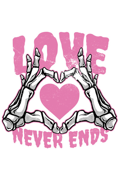 StoryGift Romania Sticker Adeziv 90CM Love Never Ends, Maini de Schelet, Inima, Iubire, Dragoste, Dragobete, Val