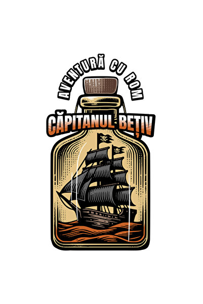 StoryGift Romania Sticker 70CM Adhesive Rum Adventure, Drunk Captain, Alcohol with White Borders, PVC V