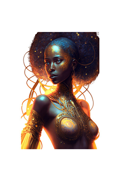 StoryGift Romania Sticker Adeziv 90CM Cu Portret Femeie Cu Par Cret Cu Tinuta...