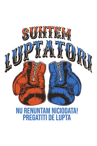 StoryGift Romania Sticker Autocolant 70CM cu Manusi Box Colorate Sport Contact Distractie Meci Text Suntem Lupta