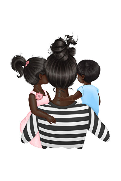 StoryGift Romania Sticker Cu O Mama De Culoare Care Isi Tine In Brate Copiii,...