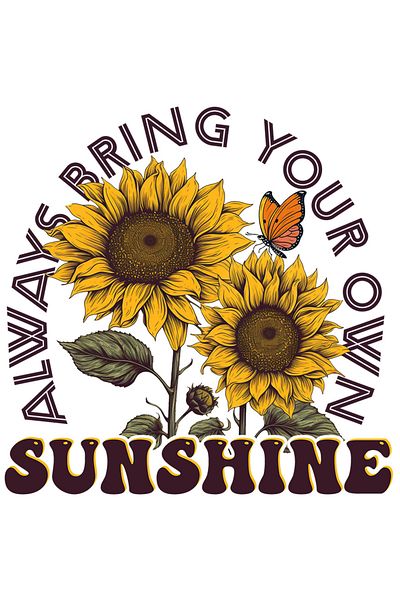 StoryGift Romania Sticker Adeziv 90CM cu mesajul "Always bring your own sunshine", ilustratie, motivational, int