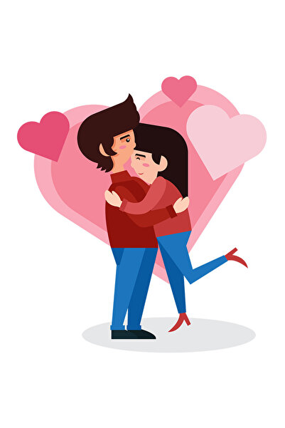 StoryGift Romania Sticker Autocolant 70CM Cu Cuplu, Dragoste, Inima, cu Margi...