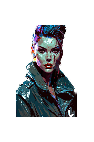 StoryGift Romania Sticker Autocolant 70CM Cu Femeie, Portret, Jacheta Piele, ...