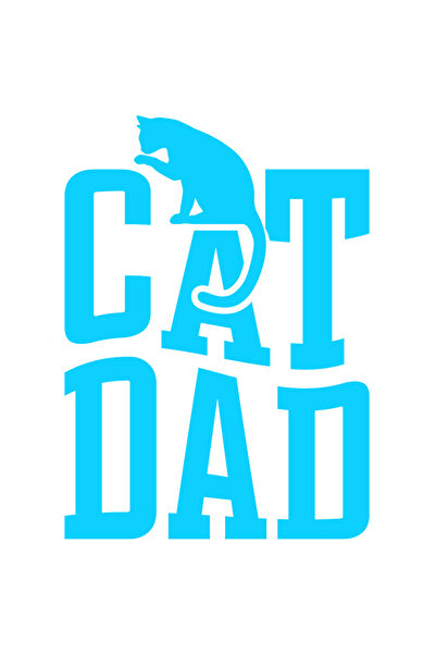 StoryGift Romania Sticker Autocolant 30CM Exterior cu o pisica si textul "Cat dad" - tata de pisici , Vinyl Alba