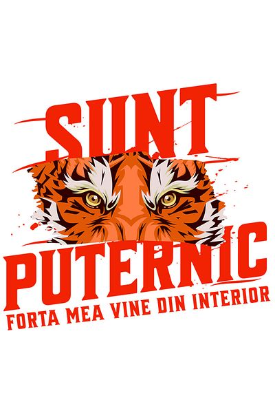 StoryGift Romania Sticker Label 40CM with Angry Tiger Eyes Motivational Message I Am Strong My Strength Comes From