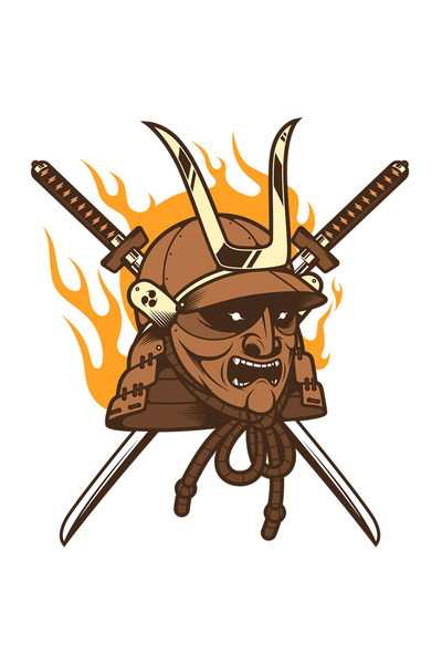 StoryGift Romania Sticker Cu Masca, Oni, Samurai, Flacari, Katana, Asiatic, C...