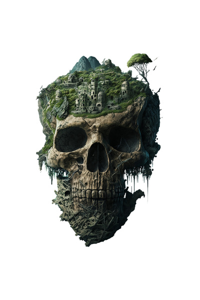 StoryGift Romania Sticker Eticheta 40CM Cu Craniu, Abstract, Ruine, Munti, Co...