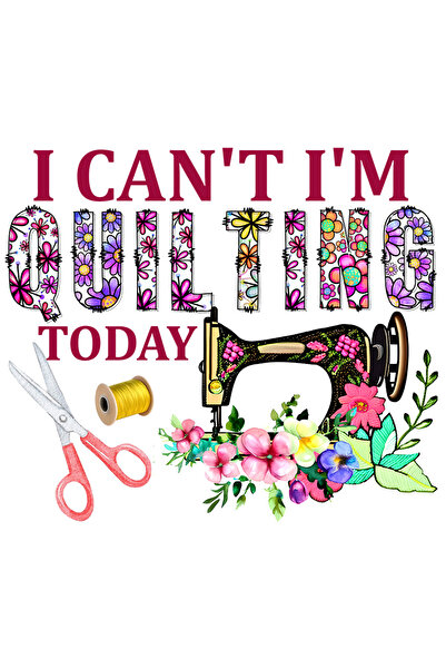 StoryGift Romania Sticker Autocolant 70CM cu mesajul "I can't, I'm quilting today", masina de cusut, profesie, i