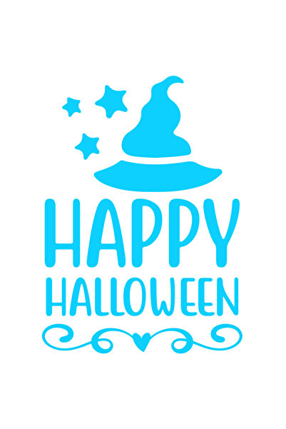 StoryGift Romania Sticker Autocolant 30CM Exterior cu stelute si palarie de vrajitor cu textul "Happy Halloween"