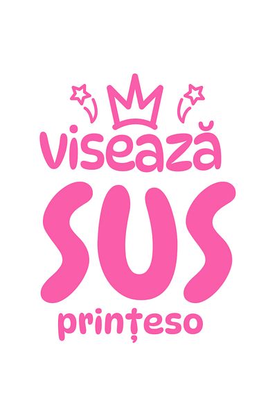 StoryGift Romania Sticker Autocolant 70CM cu Coroan Regala Stele Cazatoare Text In Limba Roamna Viseaza Sus Prin