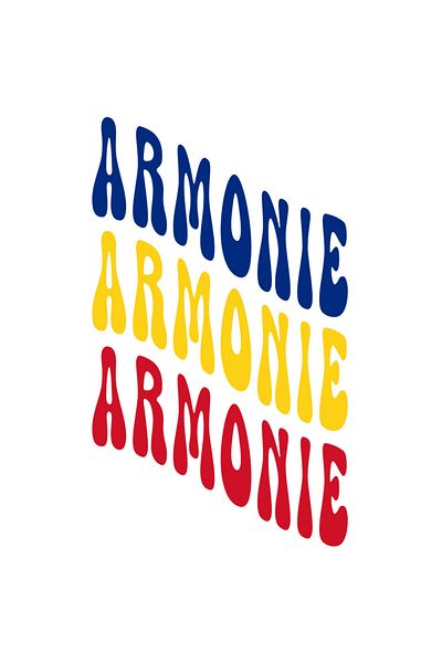 StoryGift Romania Sticker Adeziv 90CM Cuvantul Armonie, in Culorile Steagului Romaniei, Rosu, Galben, Albastru,