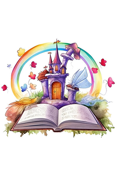 StoryGift Romania Sticker Eticheta 50CM cu o carte deschisa, regat, palat, im...